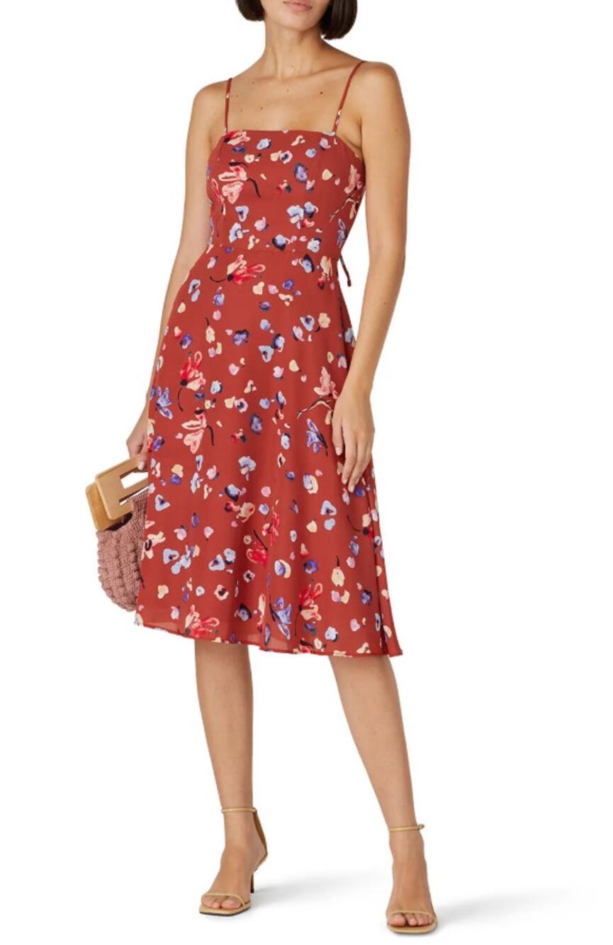 Hutch Declan Dress Sleeveless Square Neck Fit & Flare Floral Brown Womens Sz 10